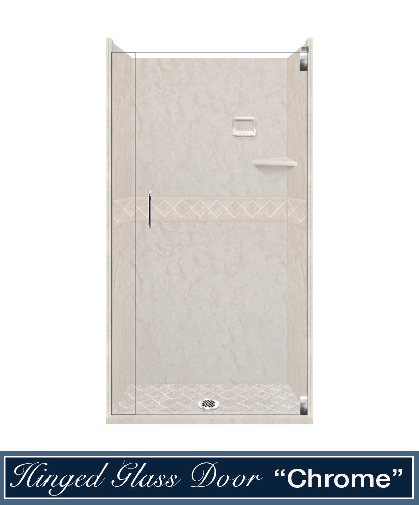 60" Alcove Rafe Medici Marble & Diamond Stone Accent Shower Remodel Kit