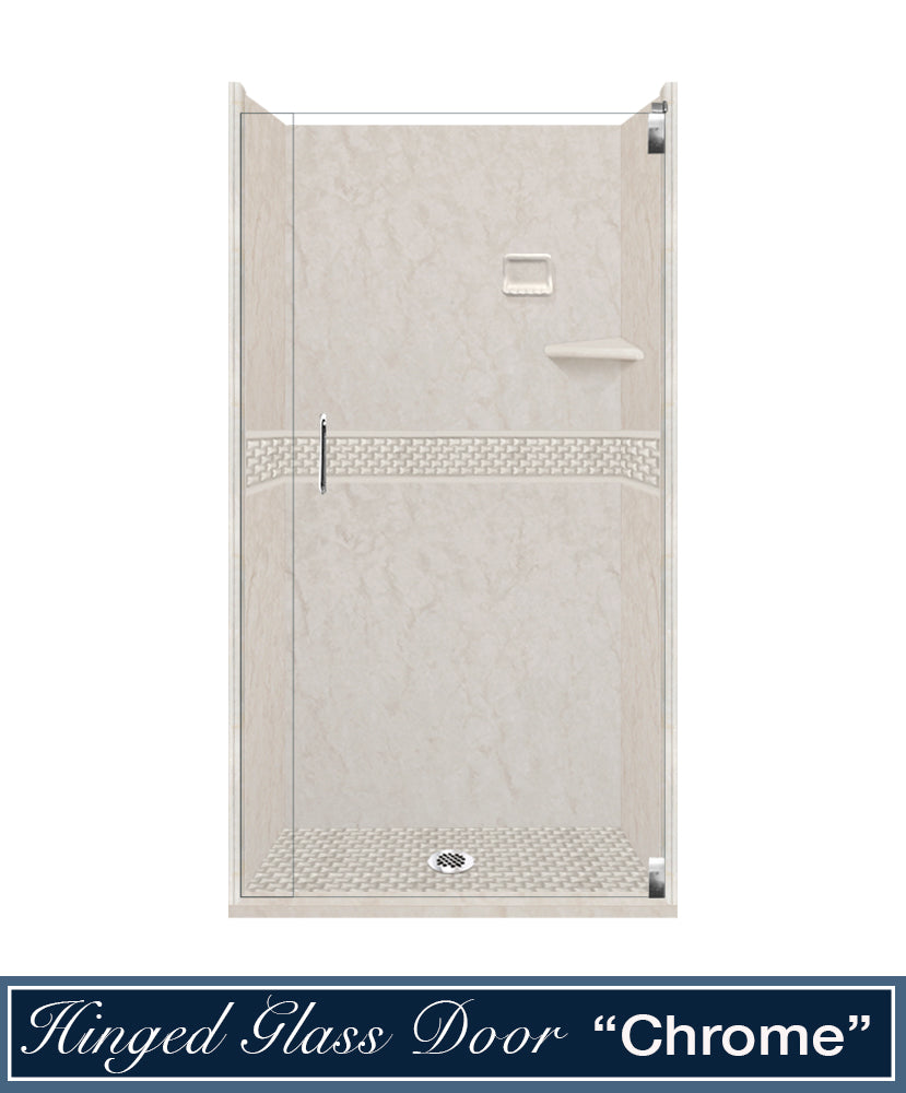 60" Alcove Rafe Medici Marble & Jewel Stone Accent Shower Remodel Kit