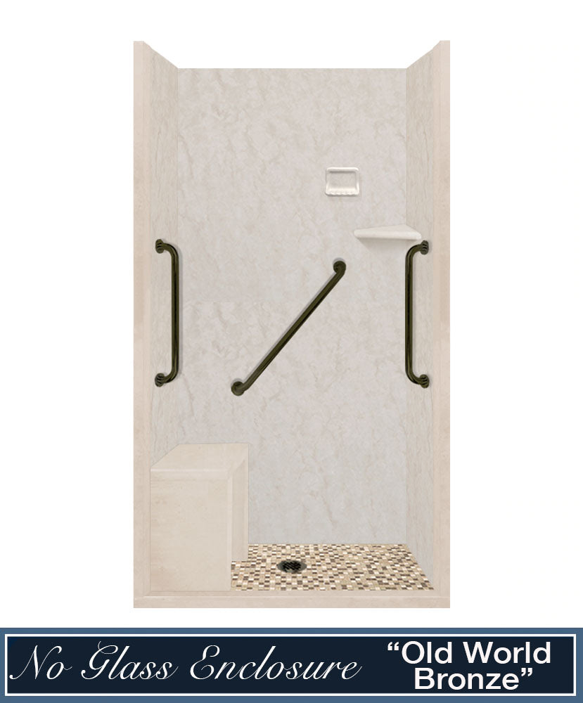 Freedom Rafe Marble Roma Mosaic Alcove Shower Enclosure Kit