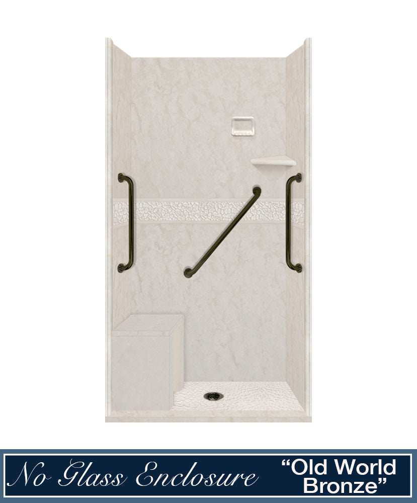 Freedom Rafe Marble Pebble Alcove Shower Enclosure Kit