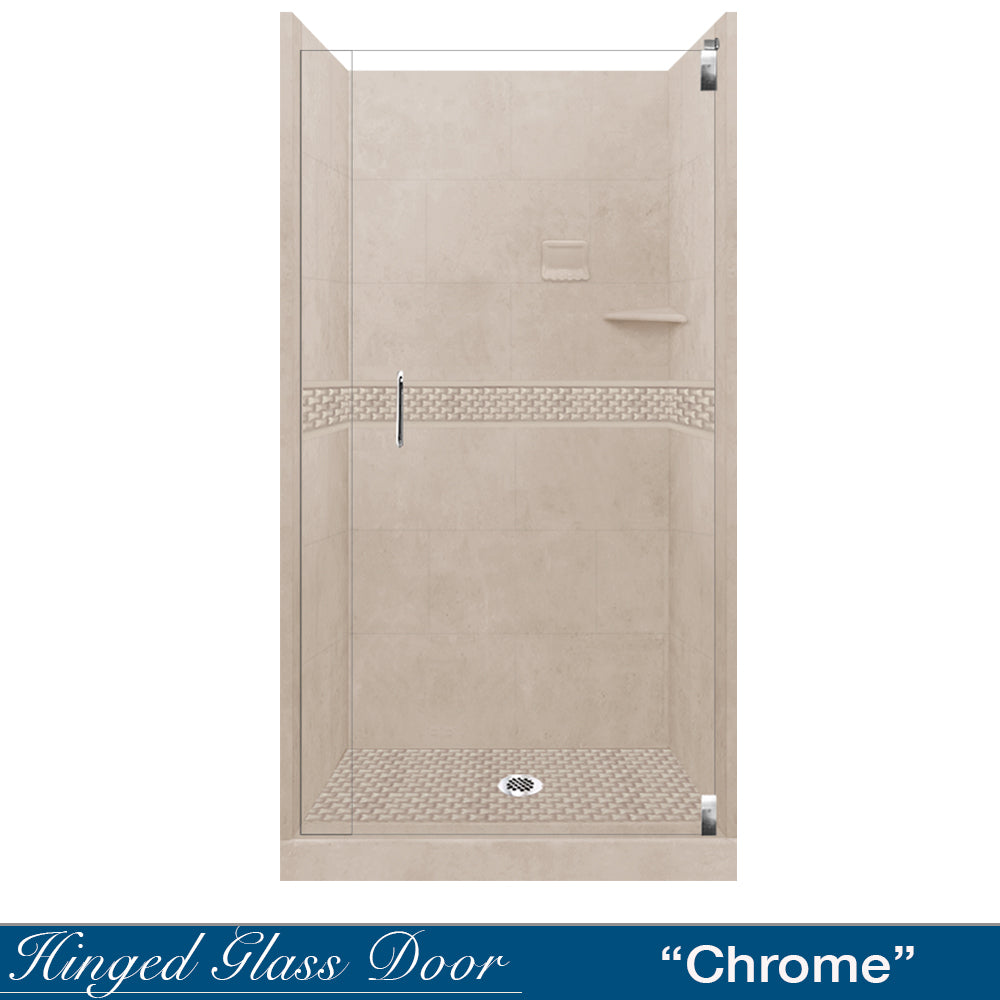 Alcove Brown Sugar Sistine Stone & Jewel Stone Accent Shower Remodel Kit