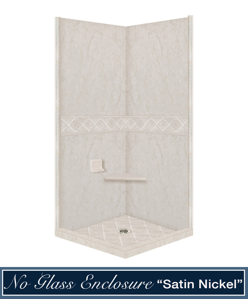 Rafe Marble Diamond Corner Shower Enclosure Kit