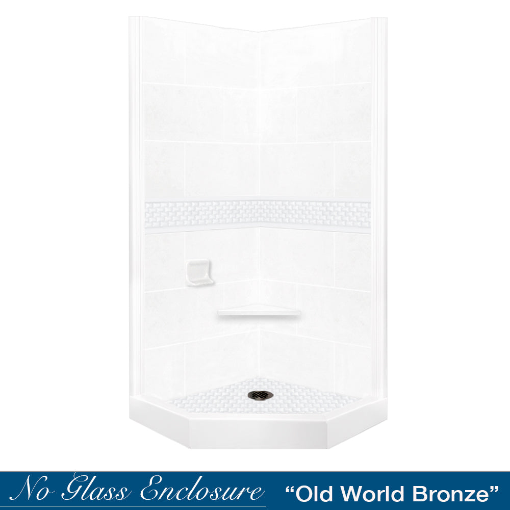 Neo-Angle Natural Buff Sistine Stone & Jewel Stone Accent Shower Remodel Kit