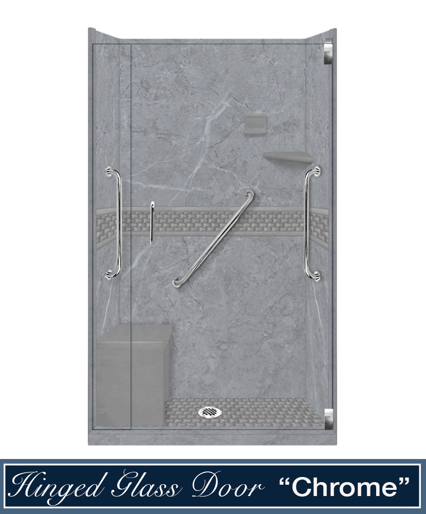 Freedom 60" Alcove Grio Medici Marble & Jewel Stone Accent Shower Remodel Kit