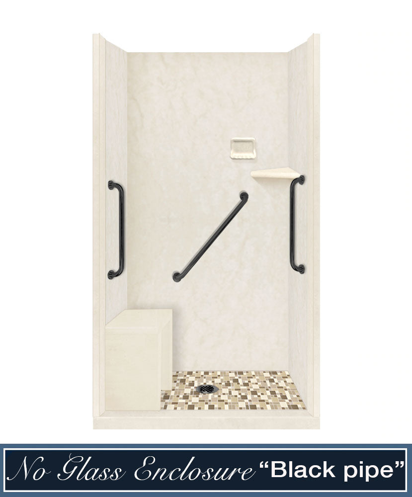 Freedom Alcove Rafe Medici Marble & Tuscany Mosaic Accent Shower Remodel Kit