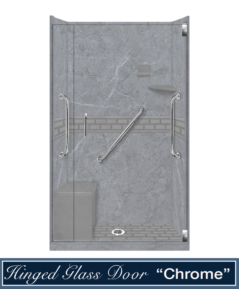 Freedom 60" Alcove Grio Medici Marble & Subway Stone Accent Shower Remodel Kit