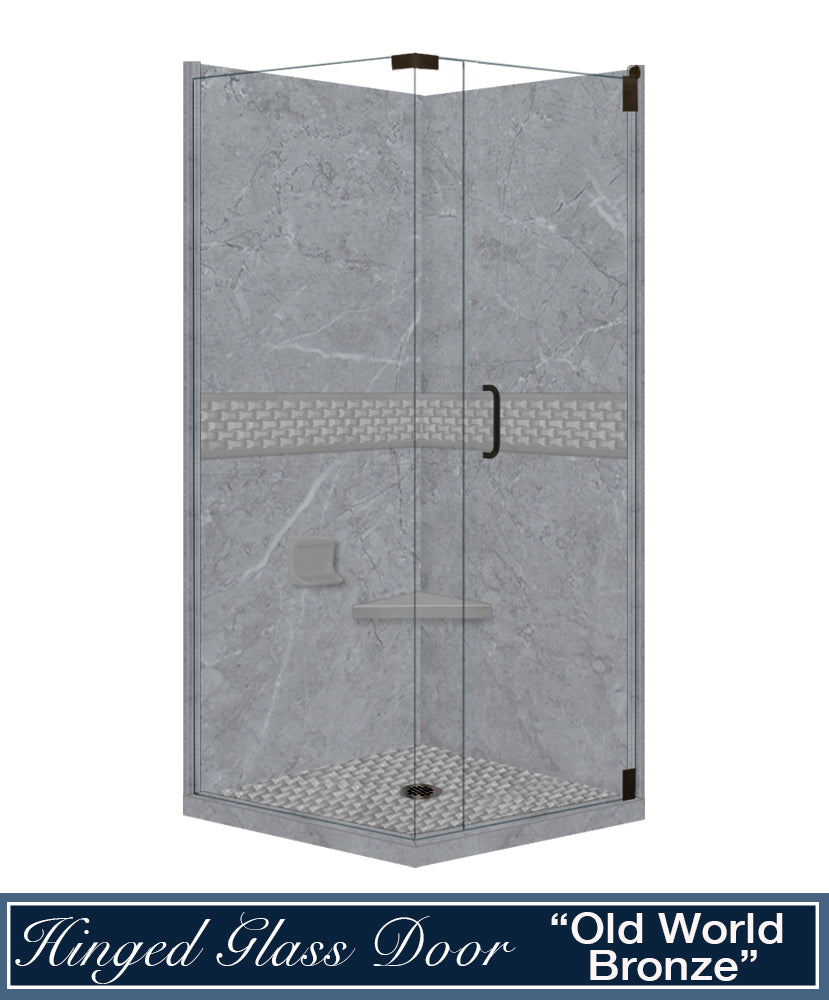 Corner Grio Medici Marble & Jewel Stone Accent Shower Remodel Kit