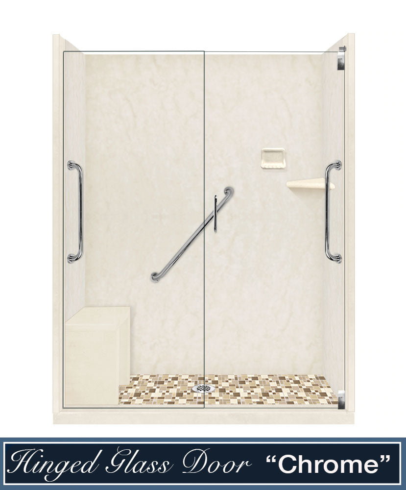 Freedom Alcove Rafe Medici Marble & Tuscany Mosaic Accent Shower Remodel Kit