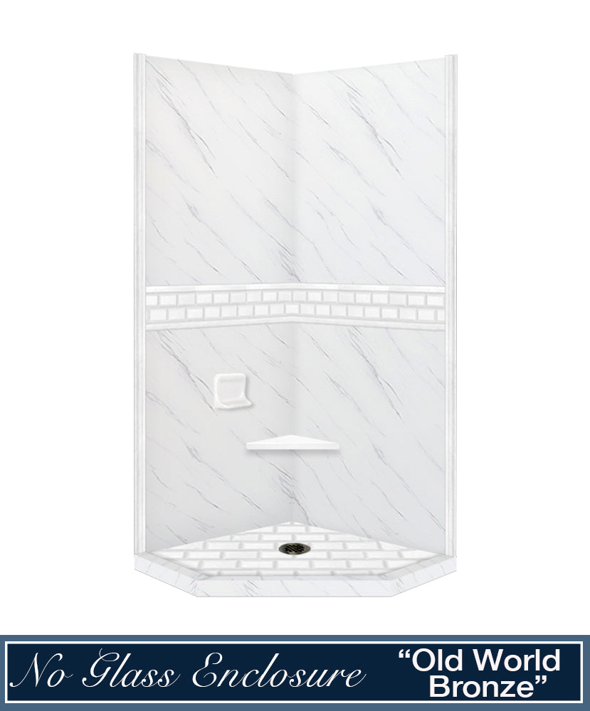 Carrara Marble Subway Neo Shower Enclosure Kit