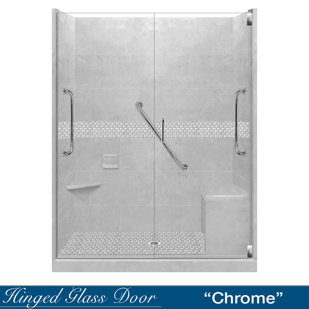 Freedom 60" Alcove Portland Cement Sistine Stone & Jewel Stone Accent Shower Remodel Kit