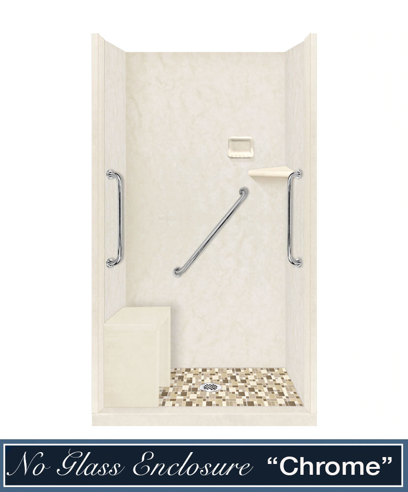 Freedom Alcove Rafe Medici Marble & Tuscany Mosaic Accent Shower Remodel Kit