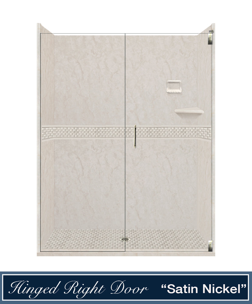 60" Alcove Rafe Medici Marble & Jewel Stone Accent Shower Remodel Kit