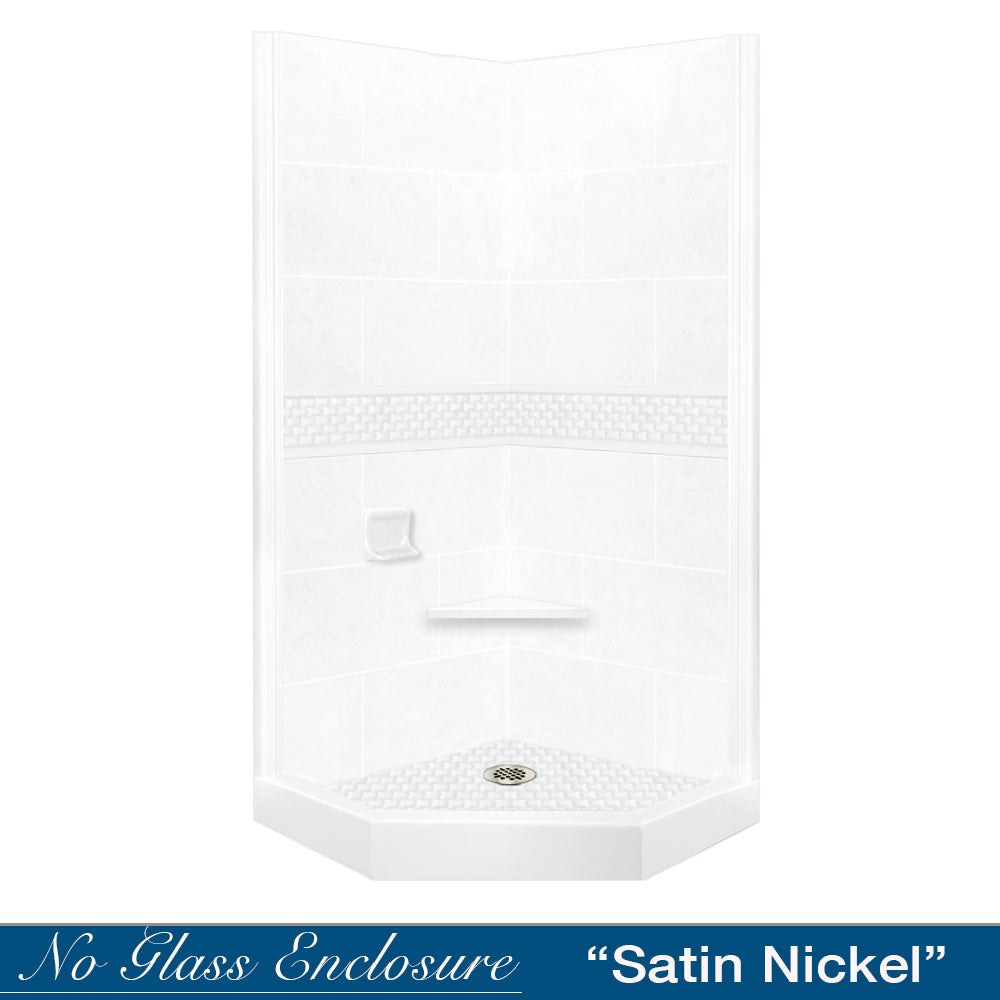 Neo-Angle Natural Buff Sistine Stone & Jewel Stone Accent Shower Remodel Kit