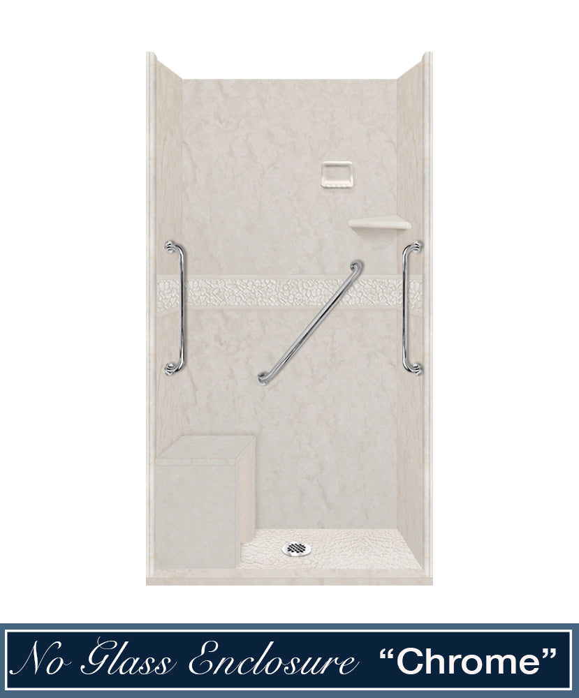 Freedom Rafe Marble Pebble Alcove Shower Enclosure Kit