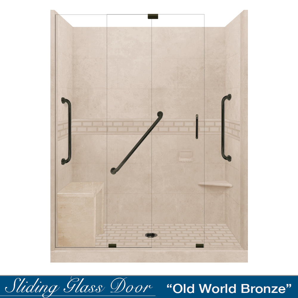 Freedom Subway Brown Sugar 60" Alcove Shower Enclosure Kit