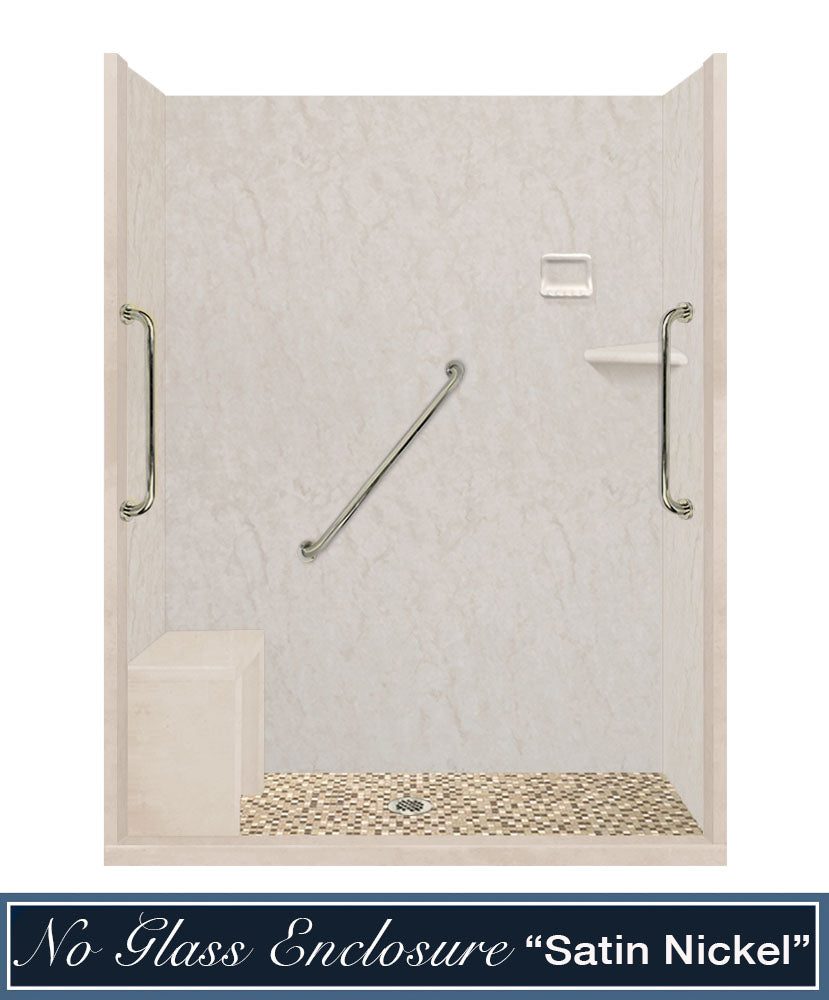 Freedom Rafe Marble Roma Mosaic Alcove Shower Enclosure Kit