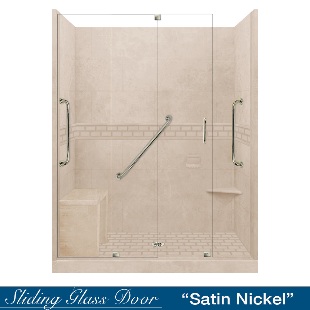 Freedom Subway Brown Sugar 60" Alcove Shower Enclosure Kit