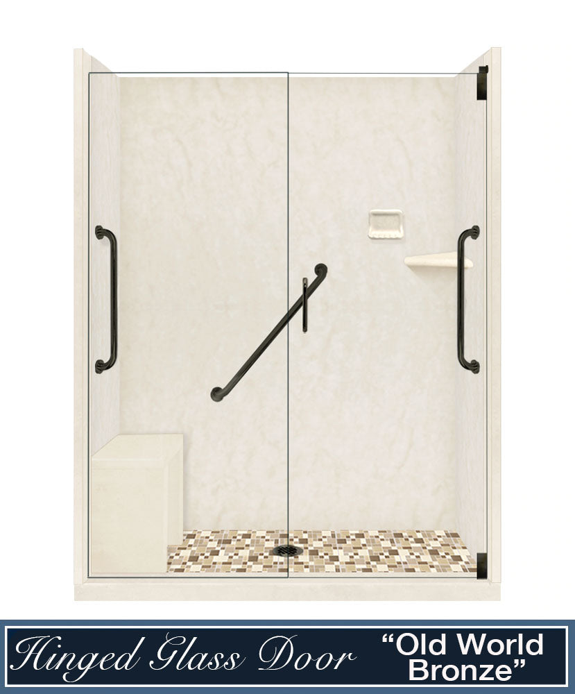Freedom Alcove Rafe Medici Marble & Tuscany Mosaic Accent Shower Remodel Kit