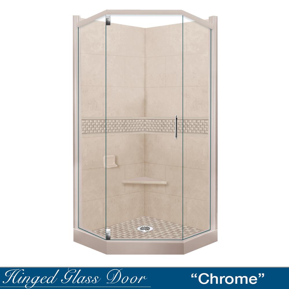 Neo-Angle Brown Sugar Sistine Stone & Jewel Stone Accent Shower Remodel Kit
