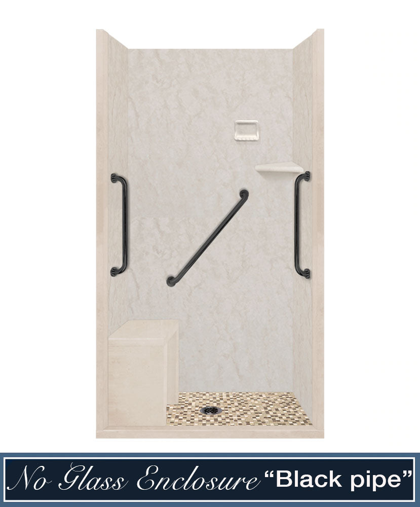 Freedom Rafe Marble Roma Mosaic Alcove Shower Enclosure Kit