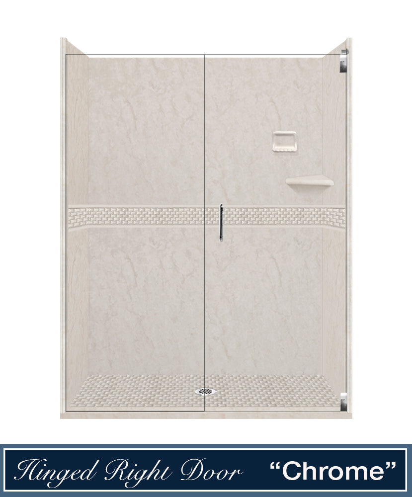 60" Alcove Rafe Medici Marble & Jewel Stone Accent Shower Remodel Kit