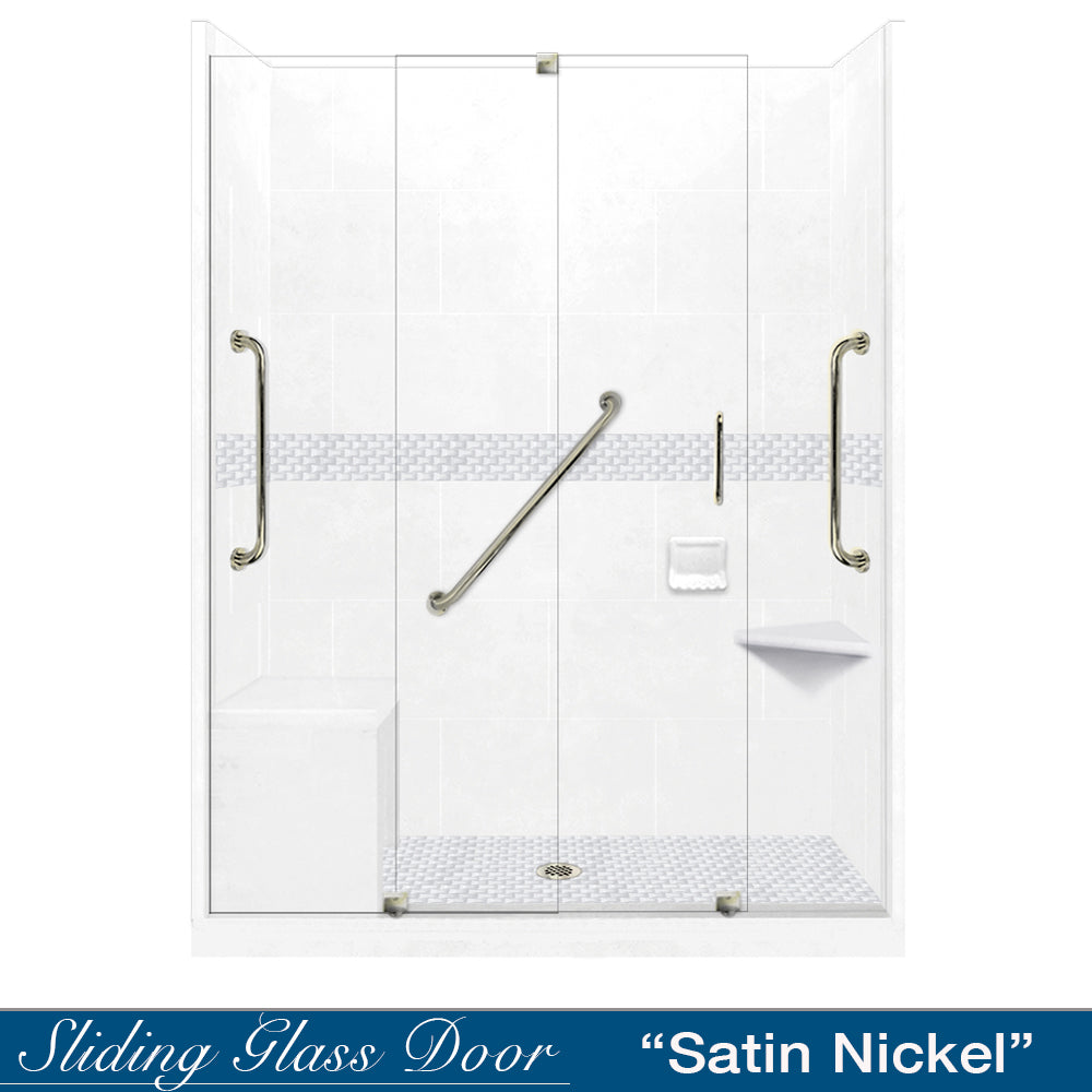Freedom 60" Alcove Natural Buff Sistine Stone & Jewel Stone Accent Shower Remodel Kit