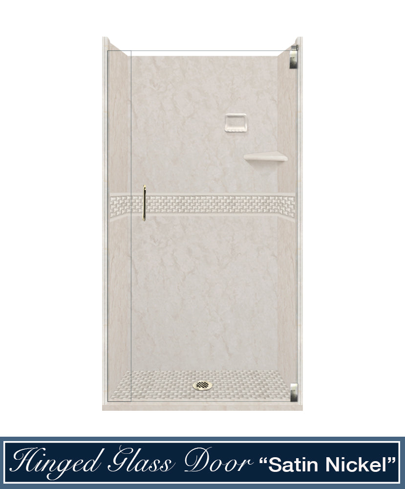 60" Alcove Rafe Medici Marble & Jewel Stone Accent Shower Remodel Kit
