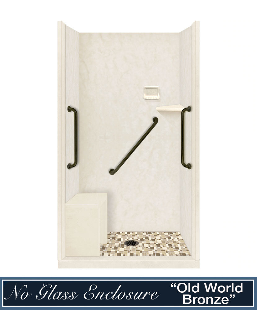 Freedom Alcove Rafe Medici Marble & Tuscany Mosaic Accent Shower Remodel Kit