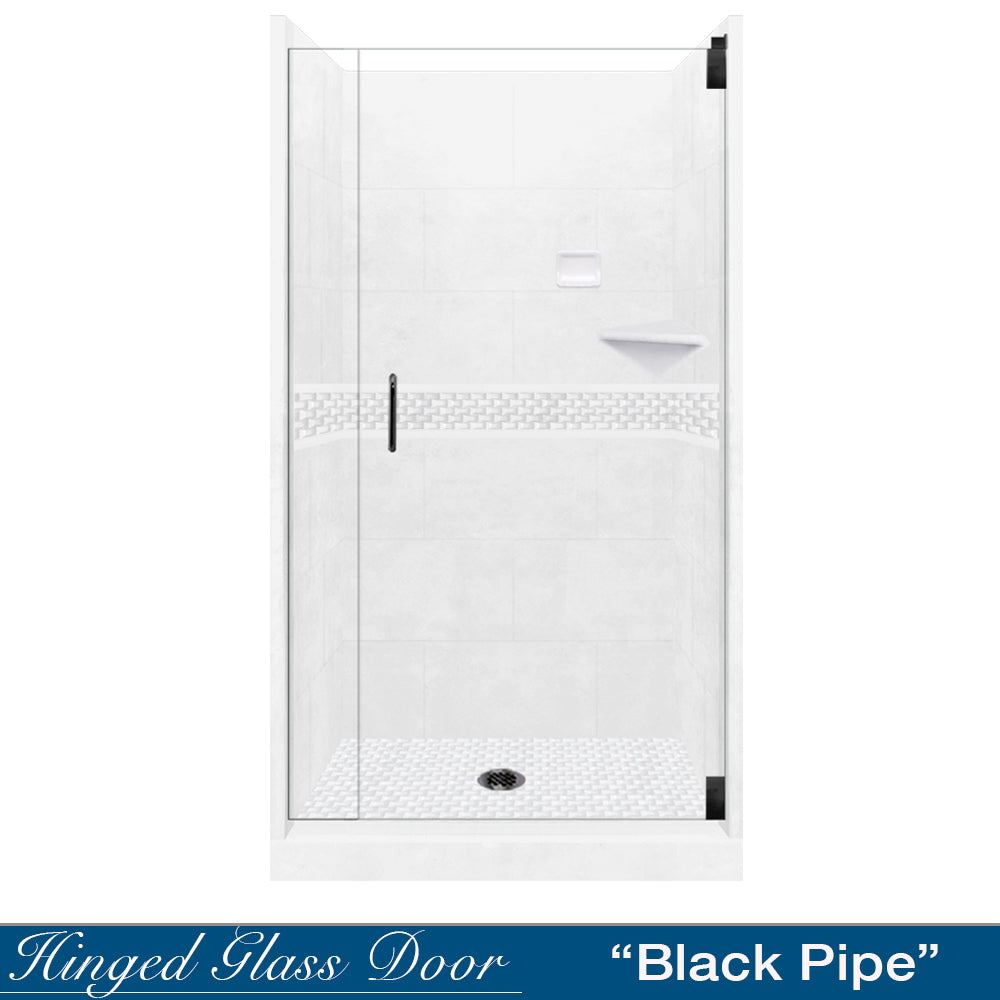 Alcove Natural Buff Sistine Stone & Jewel Stone Accent Shower Remodel Kit