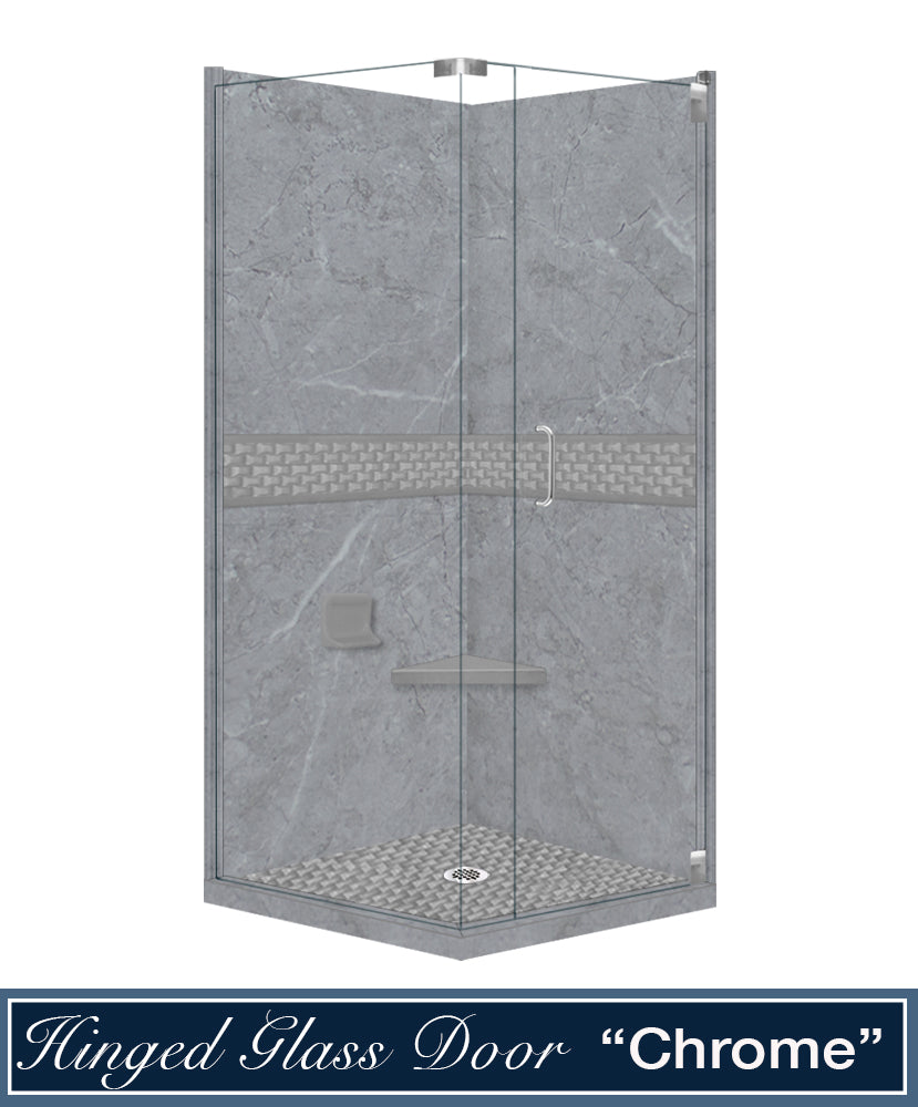 Corner Grio Medici Marble & Jewel Stone Accent Shower Remodel Kit
