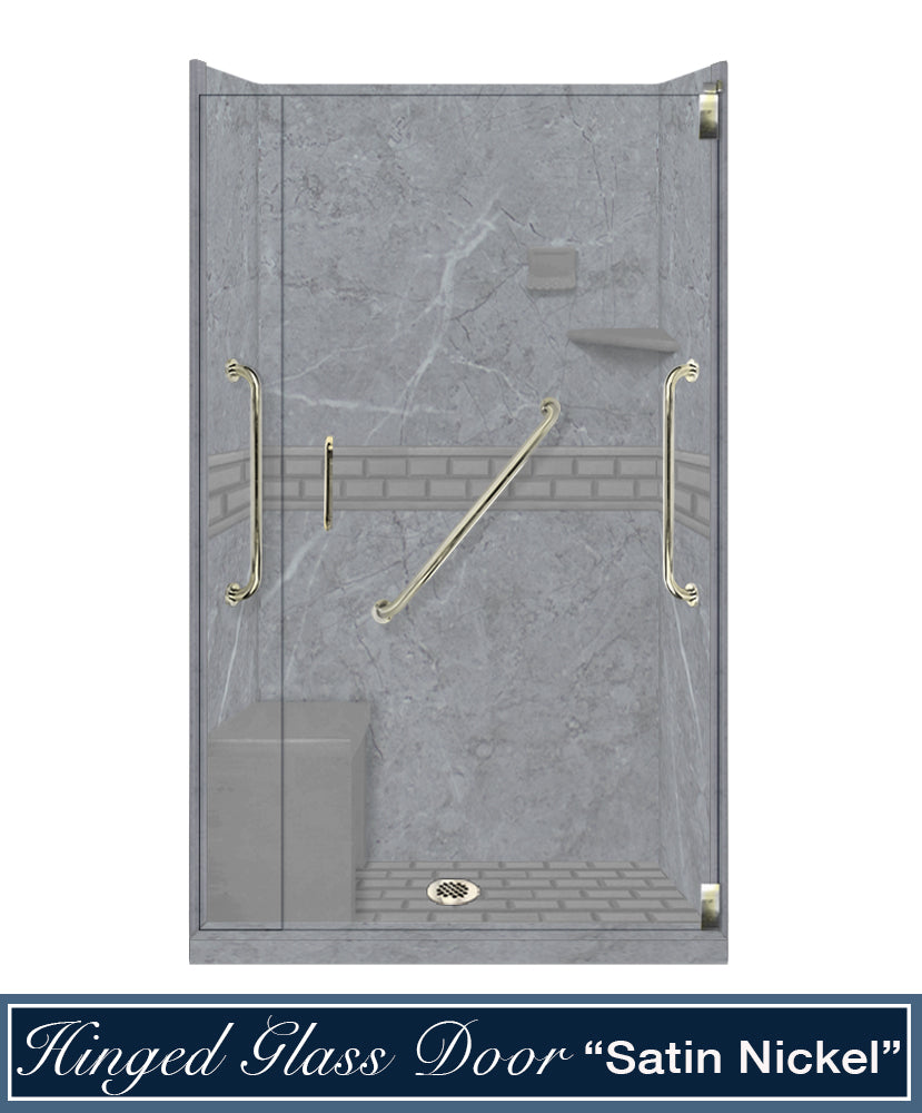 Freedom 60" Alcove Grio Medici Marble & Subway Stone Accent Shower Remodel Kit