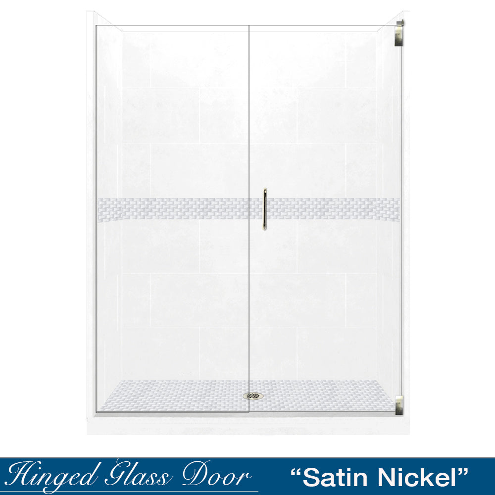 60" Alcove Natural Buff Sistine Stone & Jewel Stone Accent Shower Remodel Kit