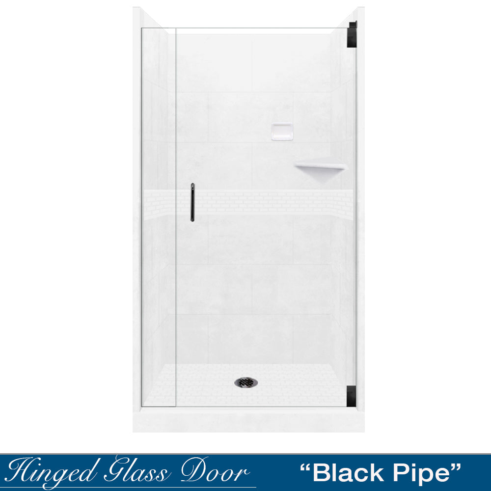 Alcove Natural Buff Sistine Stone & Classic Stone Accent Shower Remodel Kit