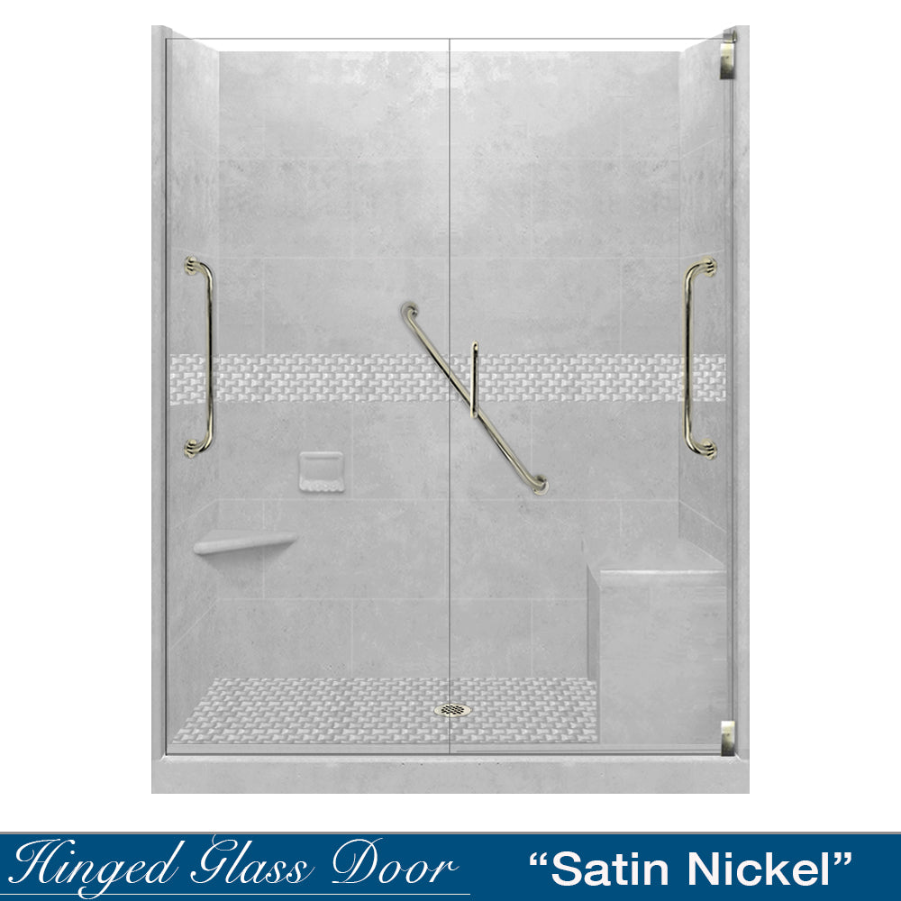 Freedom 60" Alcove Portland Cement Sistine Stone & Jewel Stone Accent Shower Remodel Kit