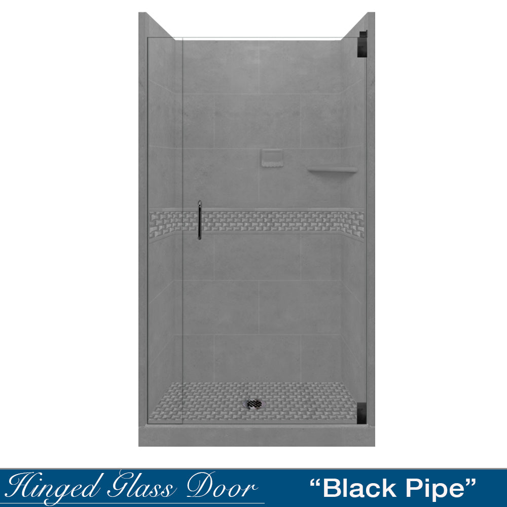 Alcove Wet Cement Sistine Stone & Jewel Stone Accent Shower Remodel Kit