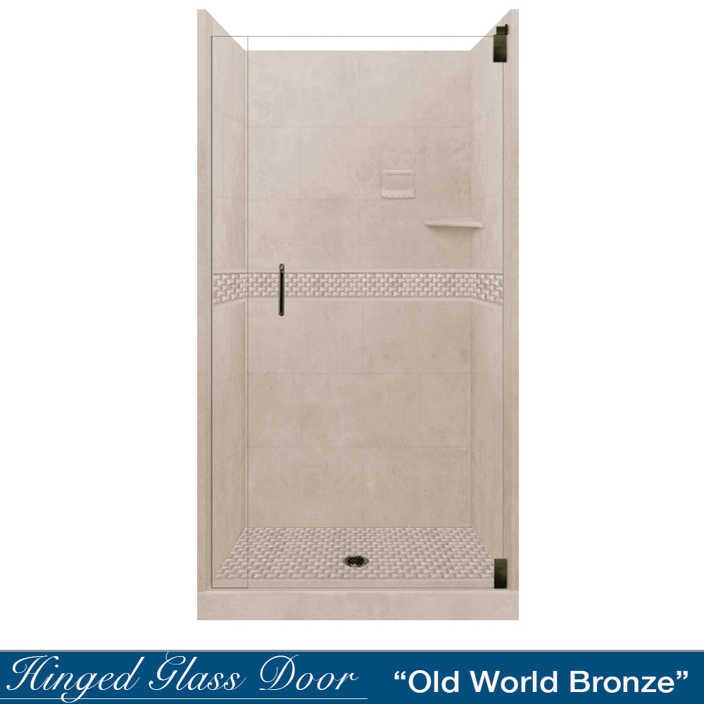 Alcove Brown Sugar Sistine Stone & Jewel Stone Accent Shower Remodel Kit