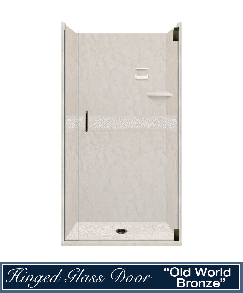 60" Alcove Rafe Medici Marble & Pebble Stone Accent Shower Remodel Kit