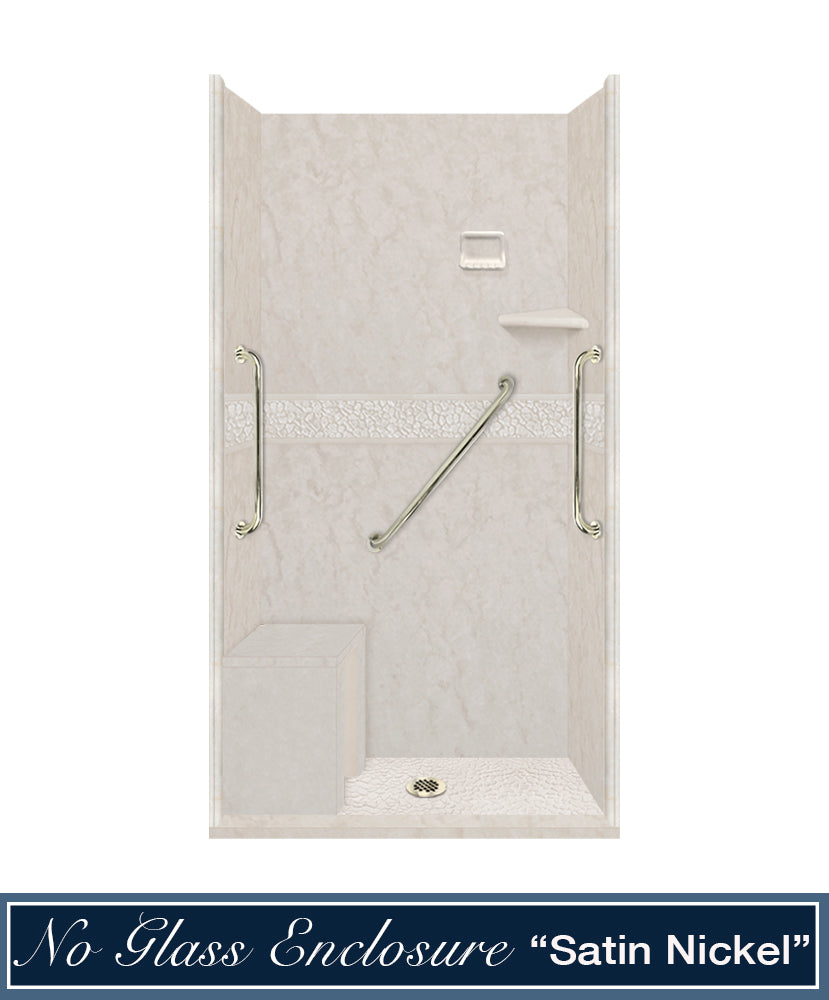 Freedom Rafe Marble Pebble Alcove Shower Enclosure Kit