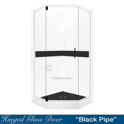 Pebble Natural Buff Black Accent Neo Shower Enclosure Kit