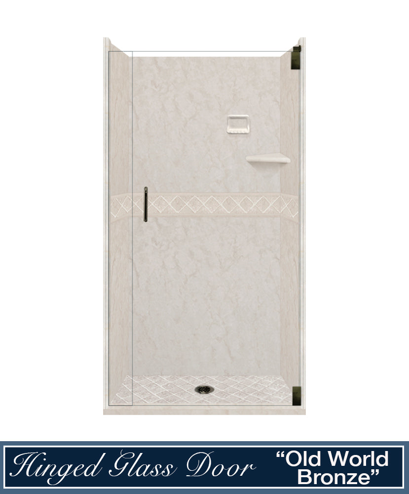 60" Alcove Rafe Medici Marble & Diamond Stone Accent Shower Remodel Kit