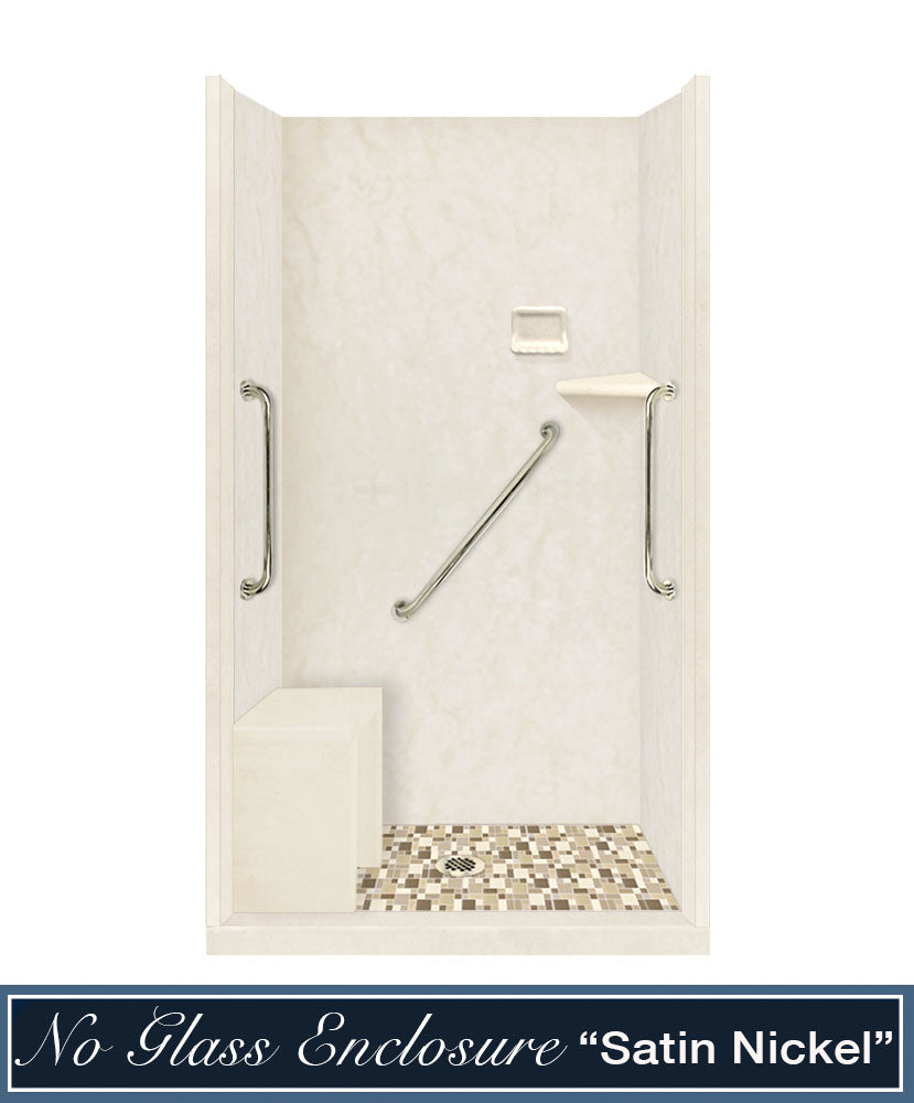 Freedom Alcove Rafe Medici Marble & Tuscany Mosaic Accent Shower Remodel Kit