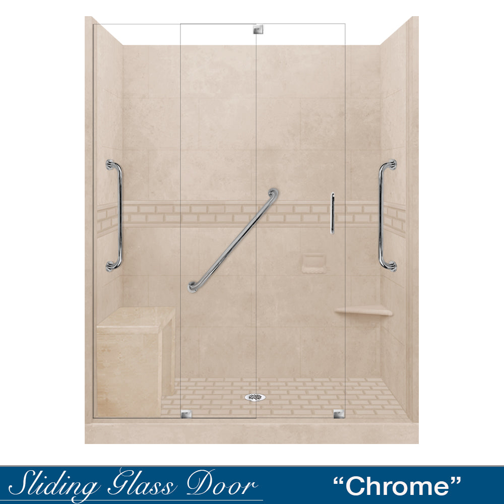 Freedom Subway Brown Sugar 60" Alcove Shower Enclosure Kit