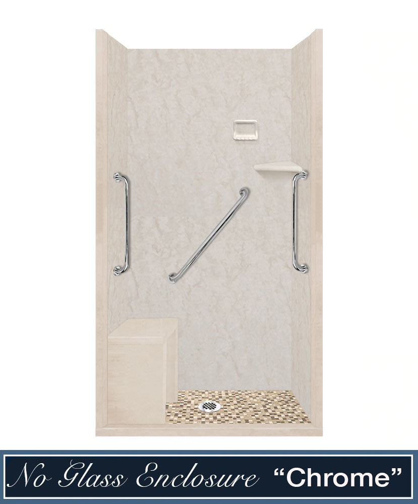 Freedom Rafe Marble Roma Mosaic Alcove Shower Enclosure Kit
