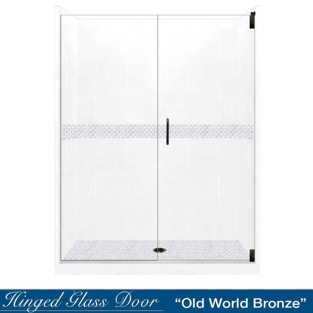 60" Alcove Natural Buff Sistine Stone & Jewel Stone Accent Shower Remodel Kit