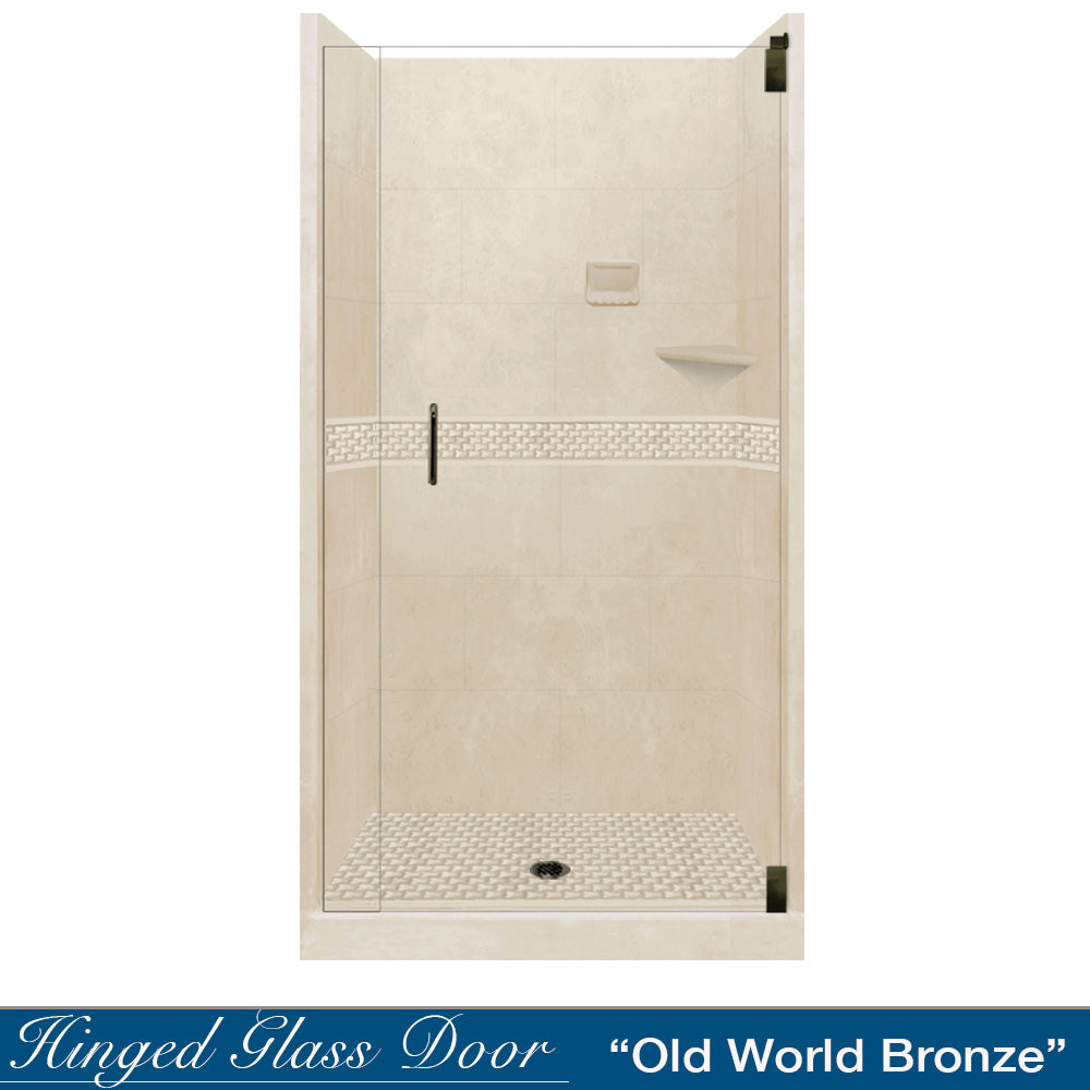 Alcove Desert Sand Sistine Stone & Jewel Stone Accent Shower Remodel Kit