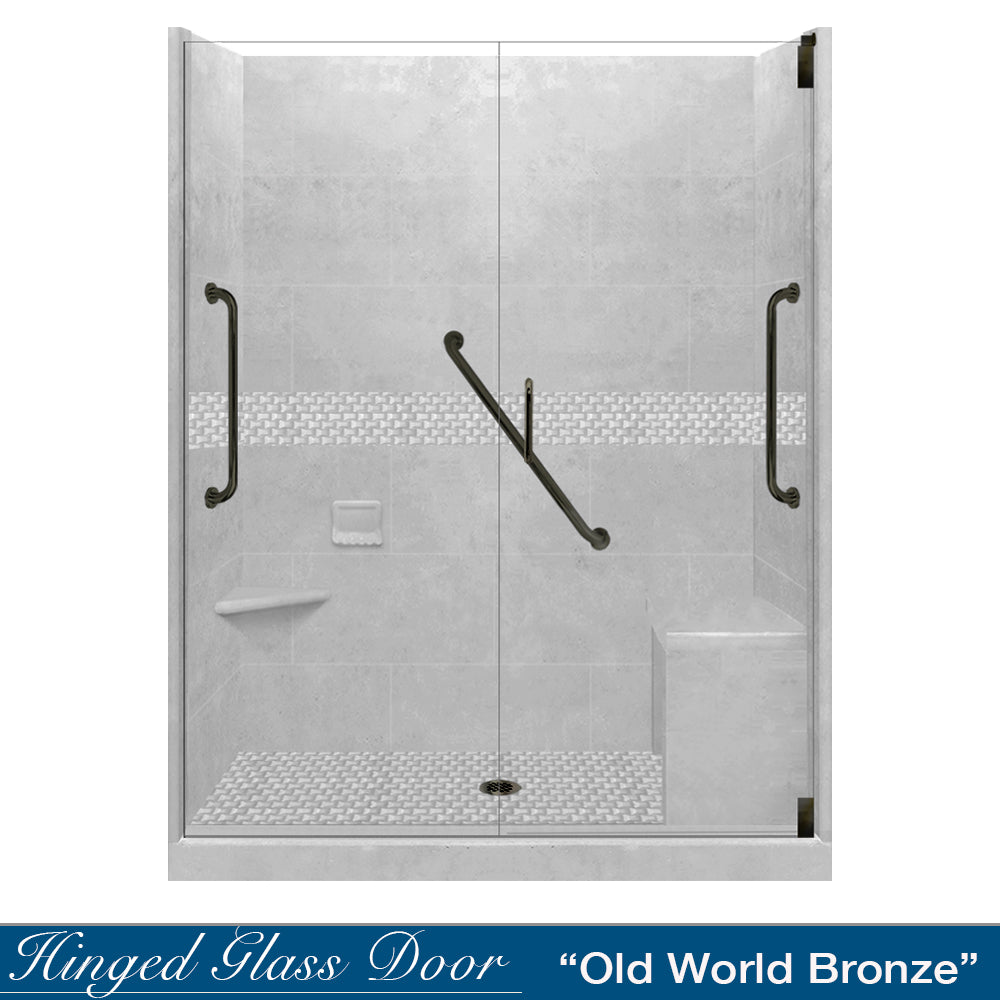 Freedom 60" Alcove Portland Cement Sistine Stone & Jewel Stone Accent Shower Remodel Kit