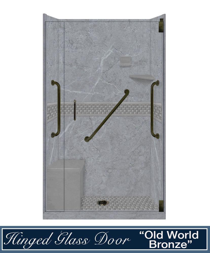 Freedom 60" Alcove Grio Medici Marble & Jewel Stone Accent Shower Remodel Kit