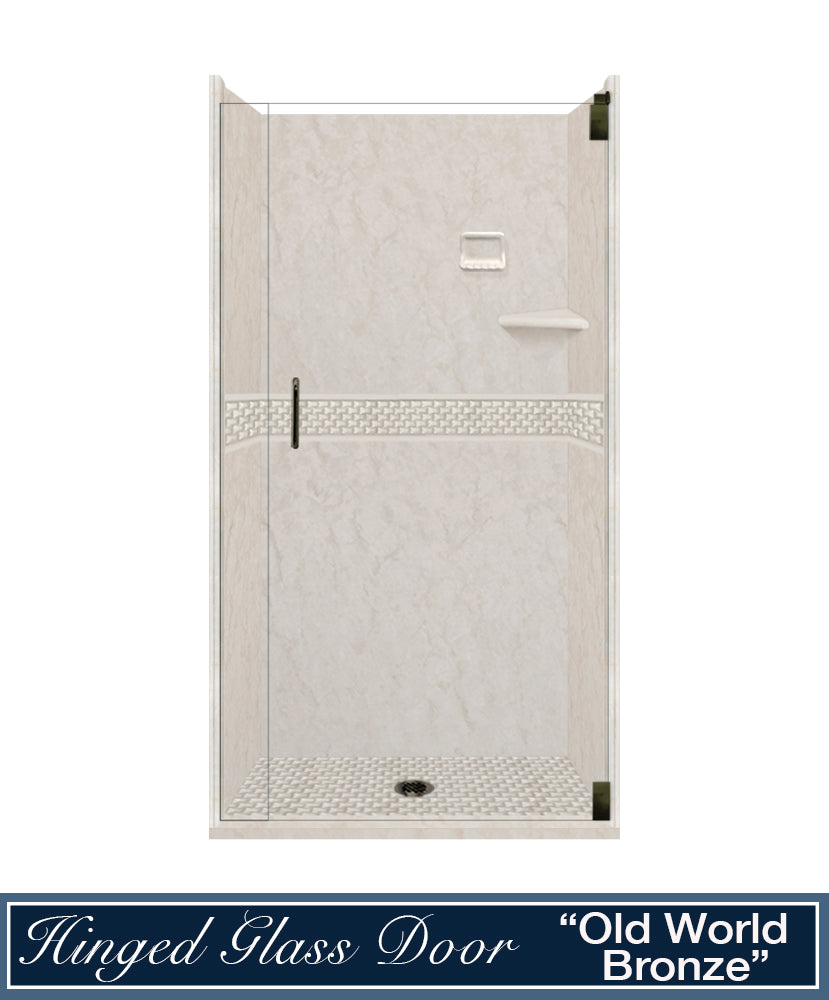 60" Alcove Rafe Medici Marble & Jewel Stone Accent Shower Remodel Kit