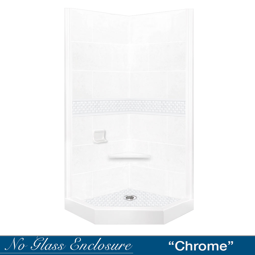 Neo-Angle Natural Buff Sistine Stone & Jewel Stone Accent Shower Remodel Kit