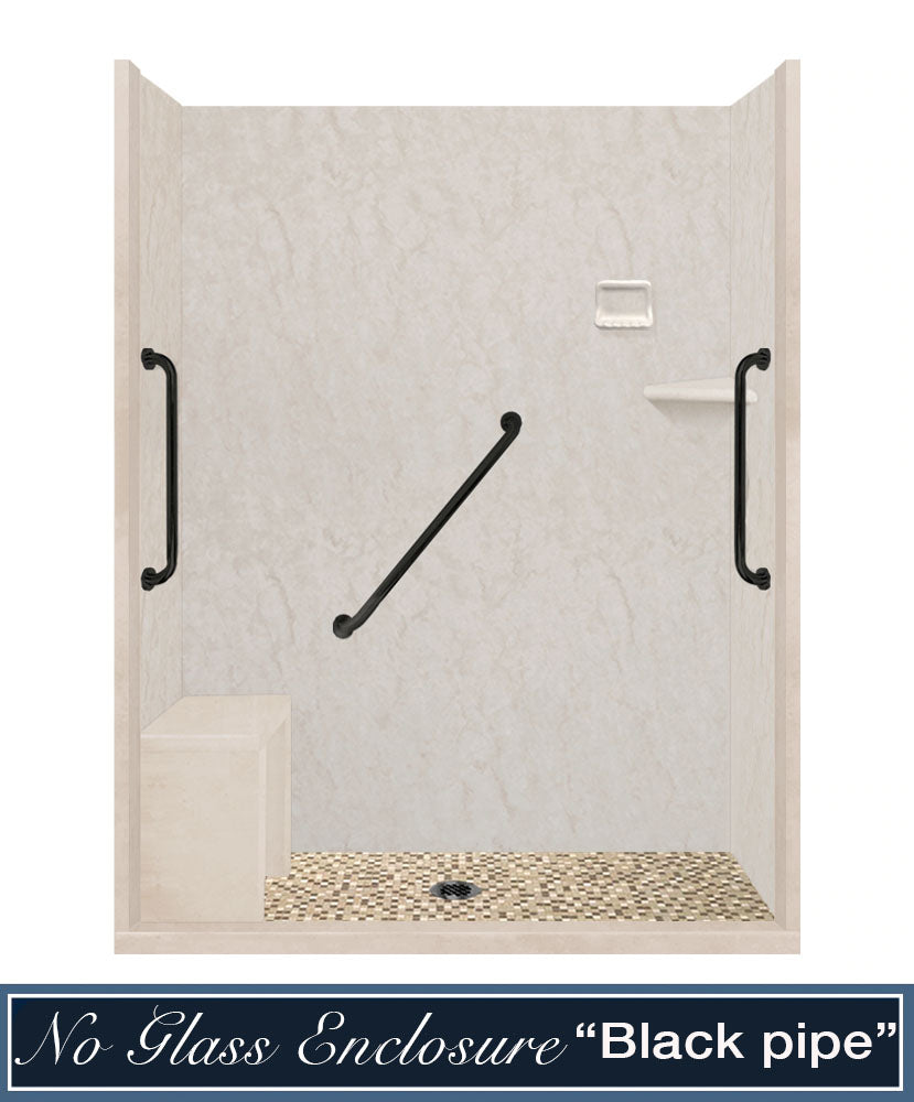 Freedom Rafe Marble Roma Mosaic Alcove Shower Enclosure Kit